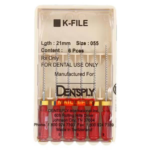 Dentsply Sirona 671110 Endodontic K-Files Stainless Steel #55 21mm 6/Pk