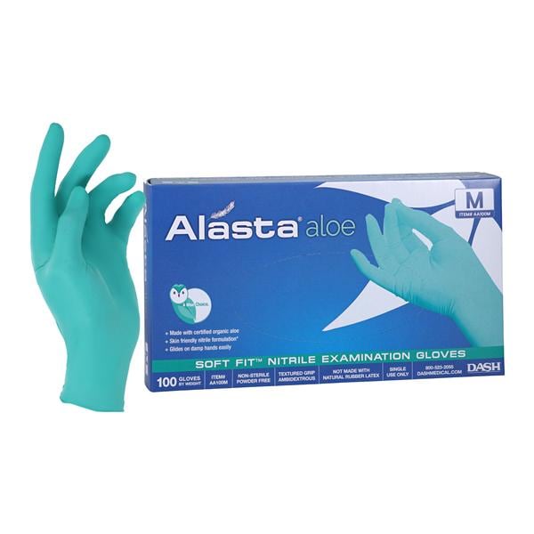 Dash Medical AA100M Alasta Aloe Nitrile Exam Gloves Medium 100/Bx
