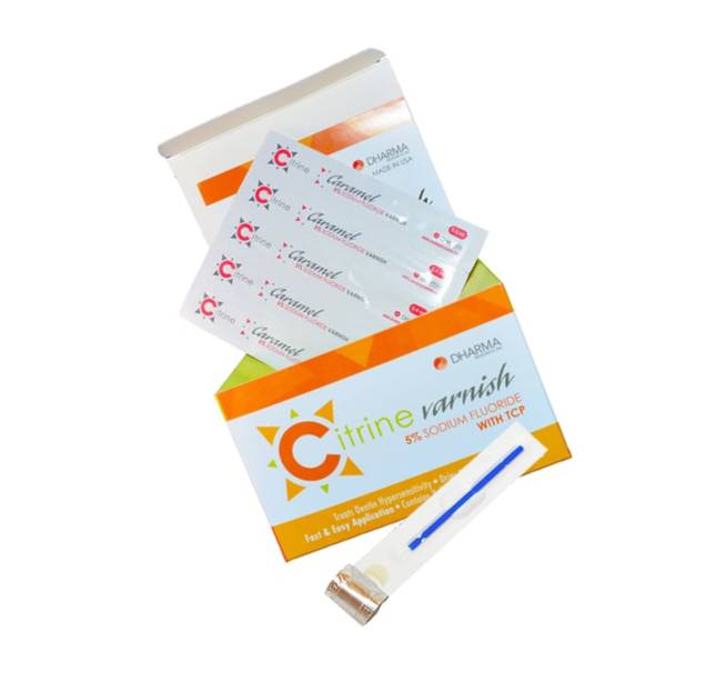 Dharma Research 56-00213 Citrine Dental Varnish Caramel 5% Fluoride 200/Pk 0.4mL