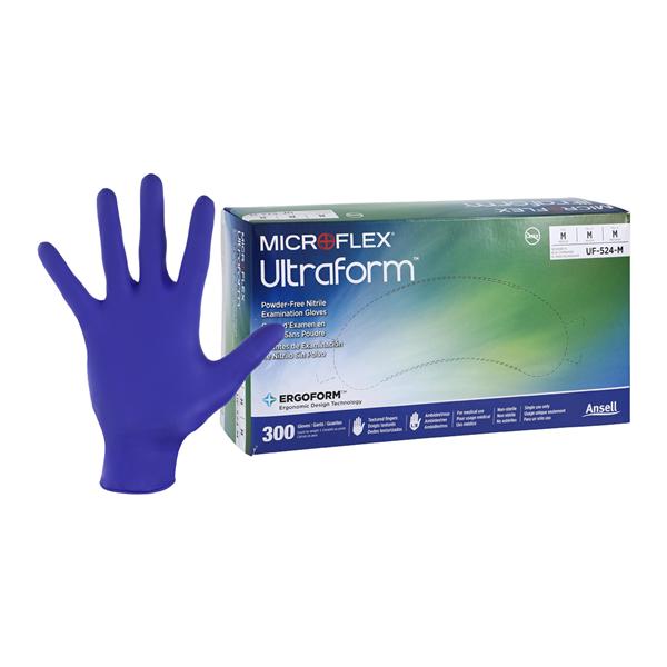 Microflex UF-524-M Ultraform Cobalt Blue Nitrile Gloves Medium 300/Box