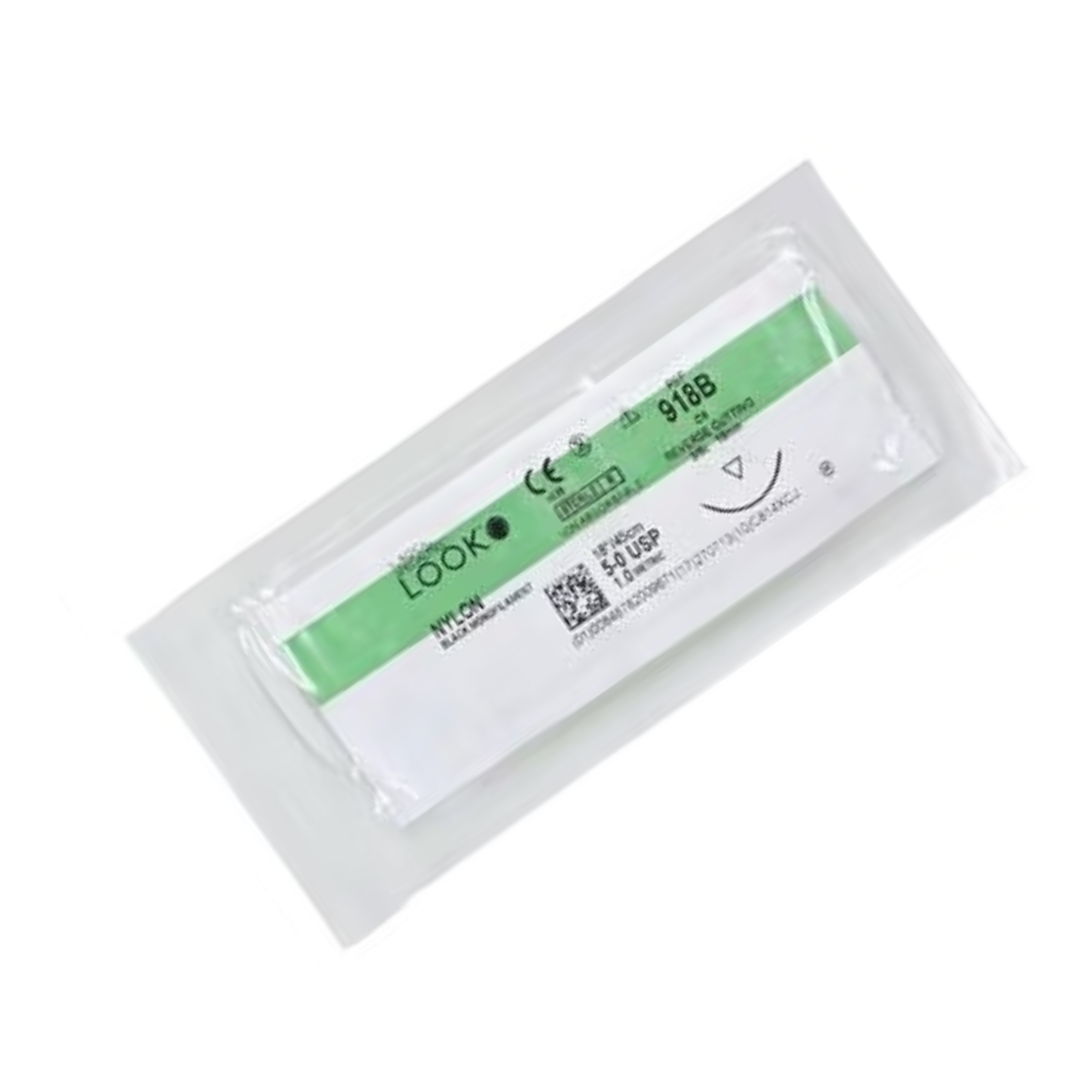 Look 918B Nylon Black Monofilament Reverse Cutting Sutures C6 3/8 Circle 5-0 18