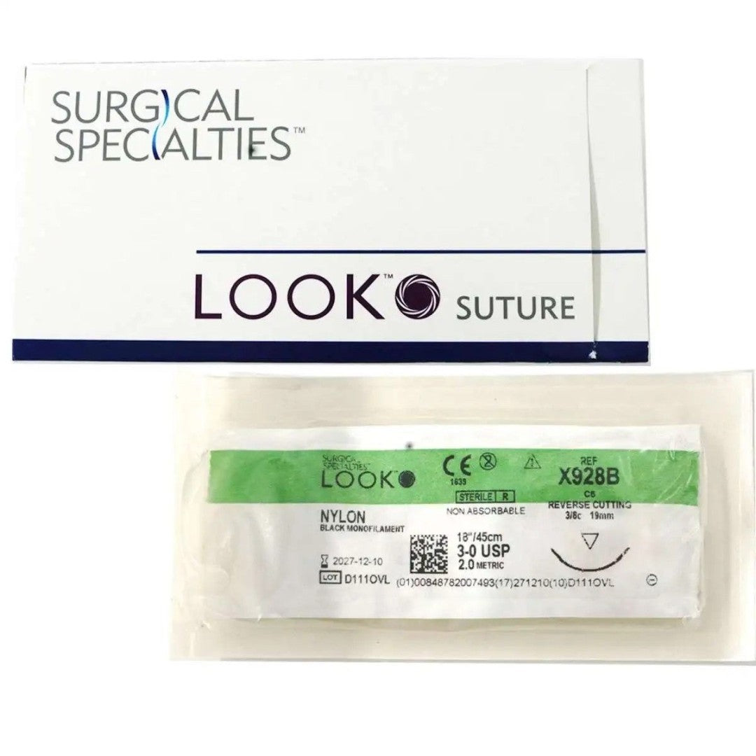 Look X928B Nylon Black Reverse Cutting Sutures 3-0 18