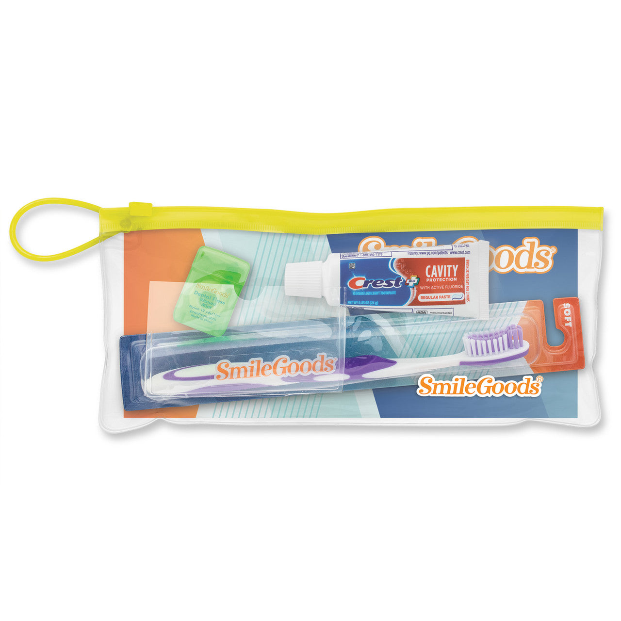 Practicon 10-1733 Smilegoods Adult Patient Paks Toothbrush Tongue Cleaner Floss Toothpaste 72/Pk