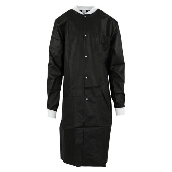 Medicom 8119-C SafeWear Hi-Perform Lab Coats Black Large 12/Pk