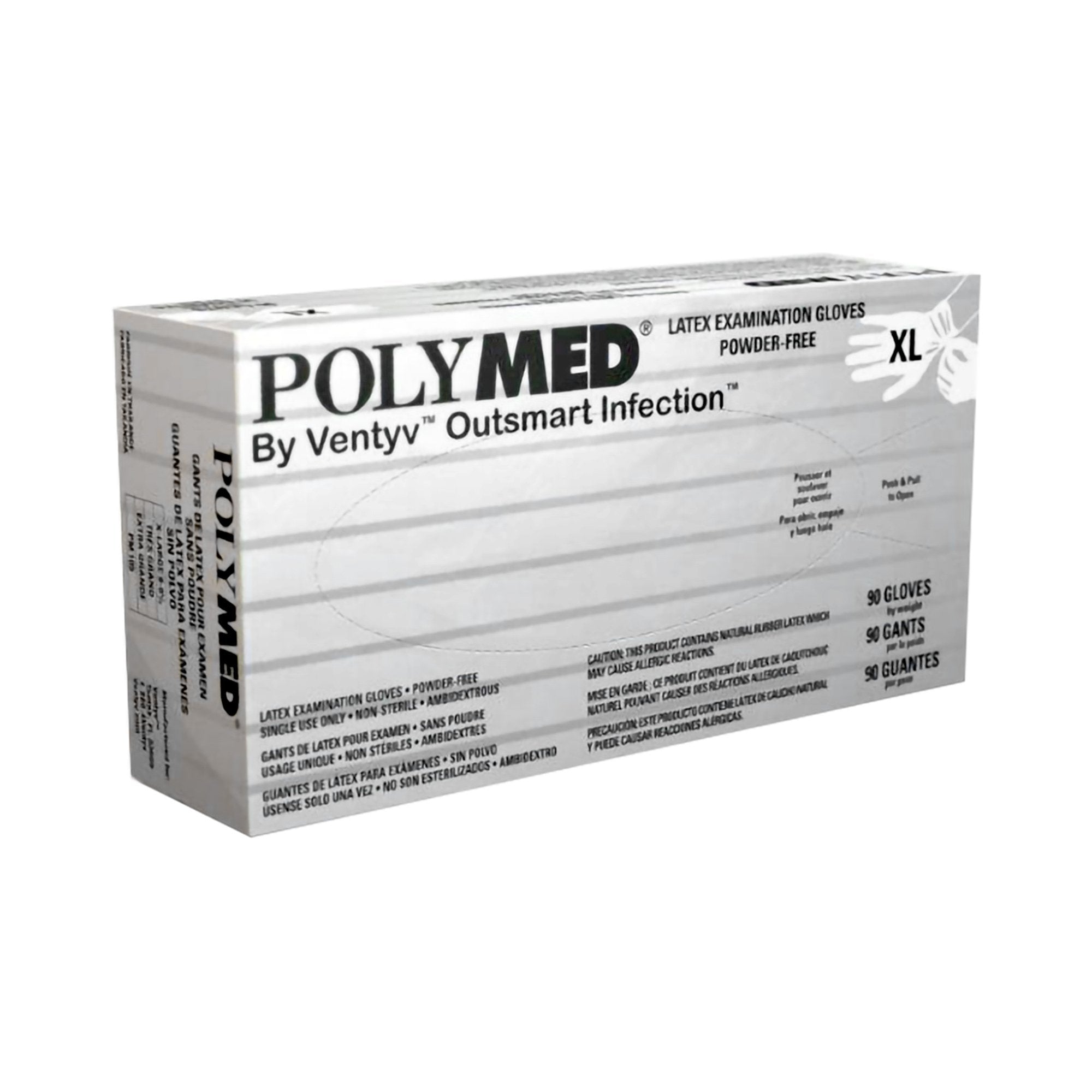 Sempermed PM105 Polymed Latex Exam Gloves Extra Large Powder Free 90/Bx