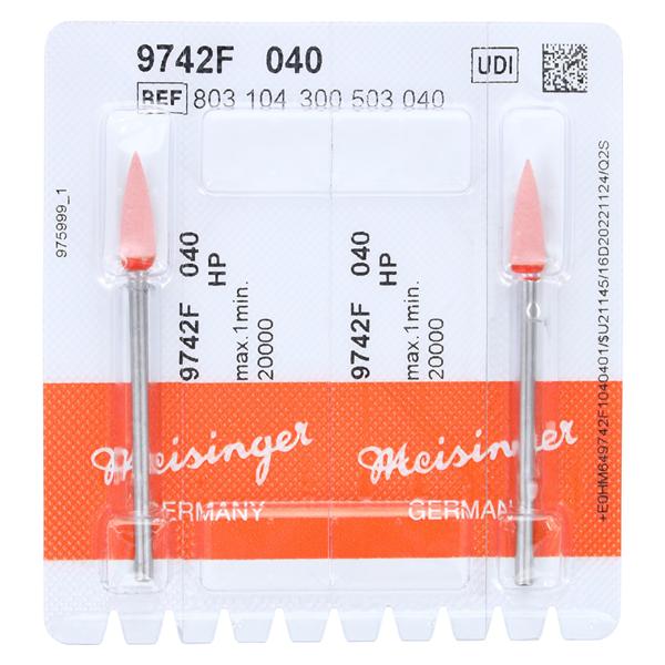 Meisinger 9742F-040-HP-R/O Diamond Polishers Flame Fine Red / Orange HP 2/Pk