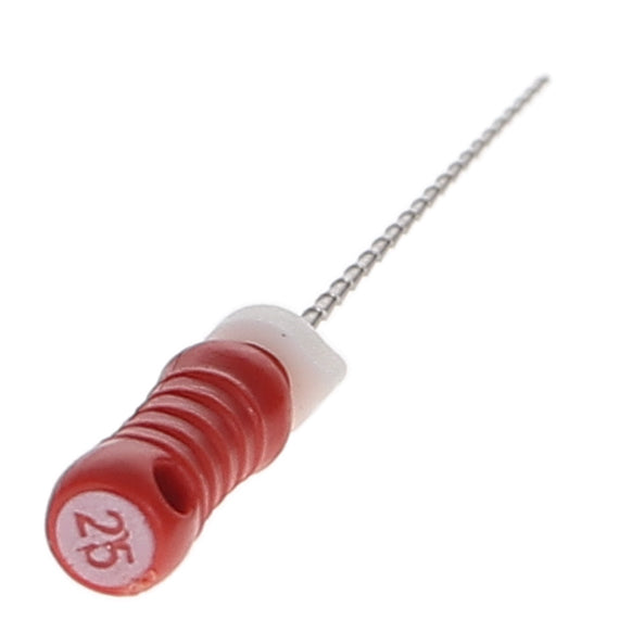 House Brand Dentistry 400454 HSB Hedstrom Endodontic Files 21mm #25 Red Stainless Steel 6/Pk