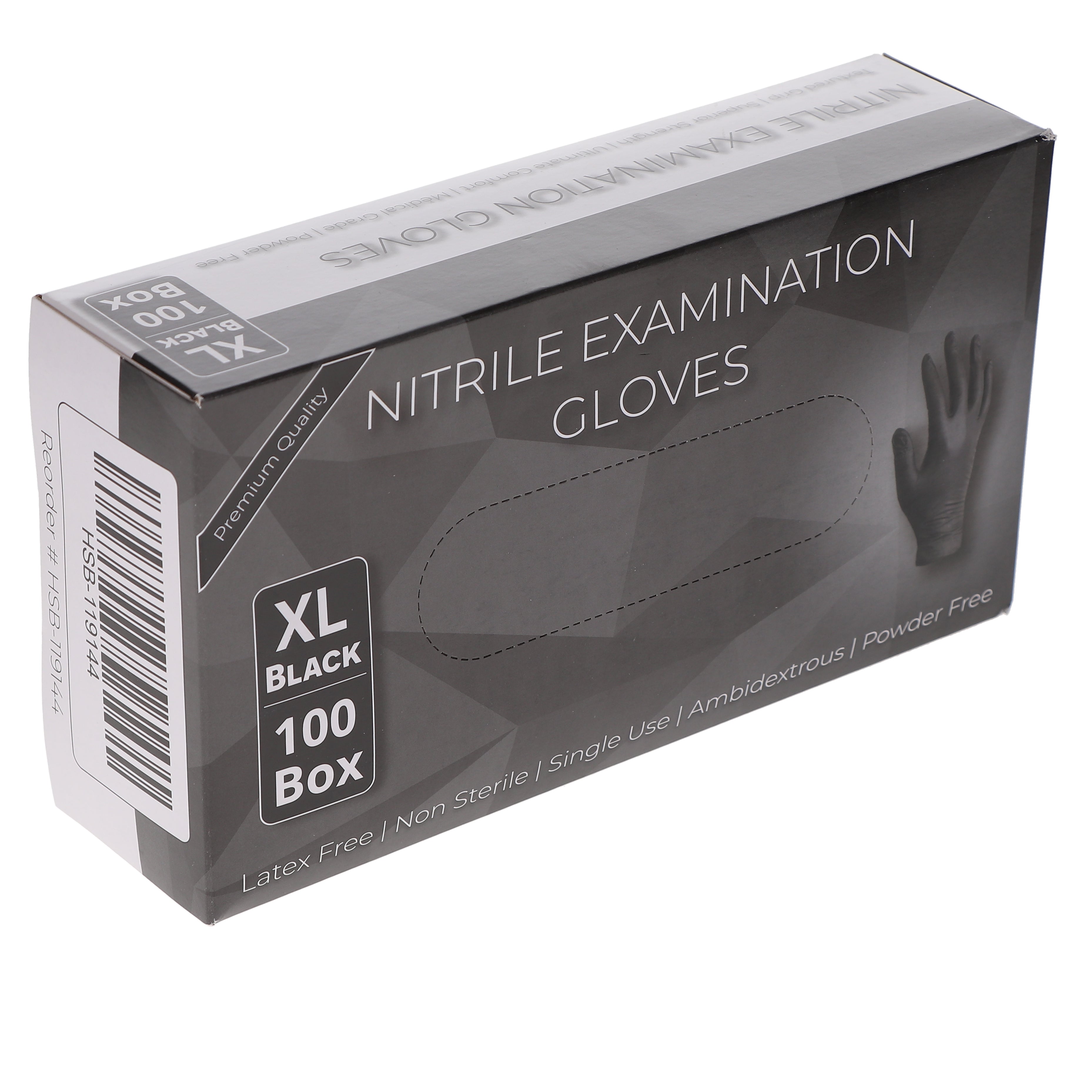 House Brand Dentistry 119144 HSB Nitrile Exam Gloves Extra Large Black 100/Bx