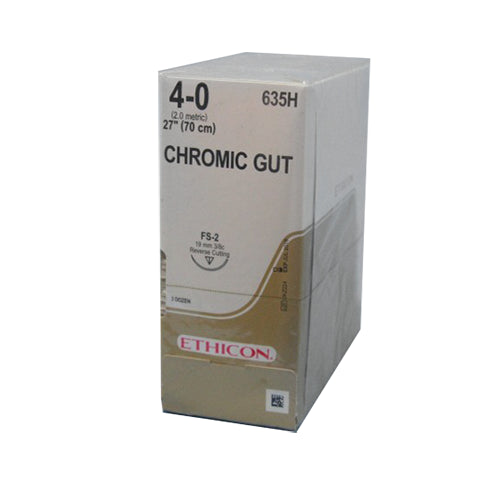 J&J Ethicon 635H Suture Chromic Gut Brown FS2 4/0 18'' 36/Bx