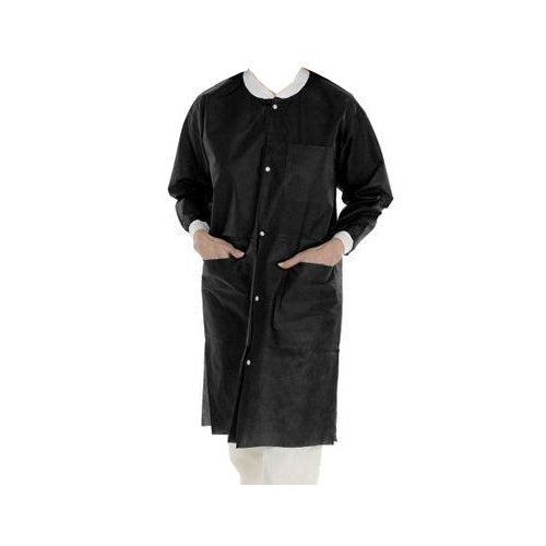 ValuMax 3660BK3XL Extra-Safe Lab Coats Black 3XL SMS Fabric 10/Pk