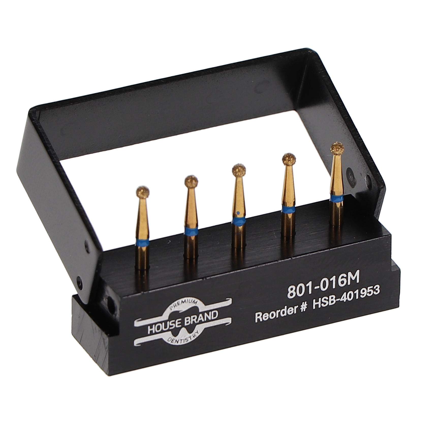House Brand Dentistry 401953 HSB FG 801-016M Precision Zirconia Medium Grit Diamond Burs 5/Pk