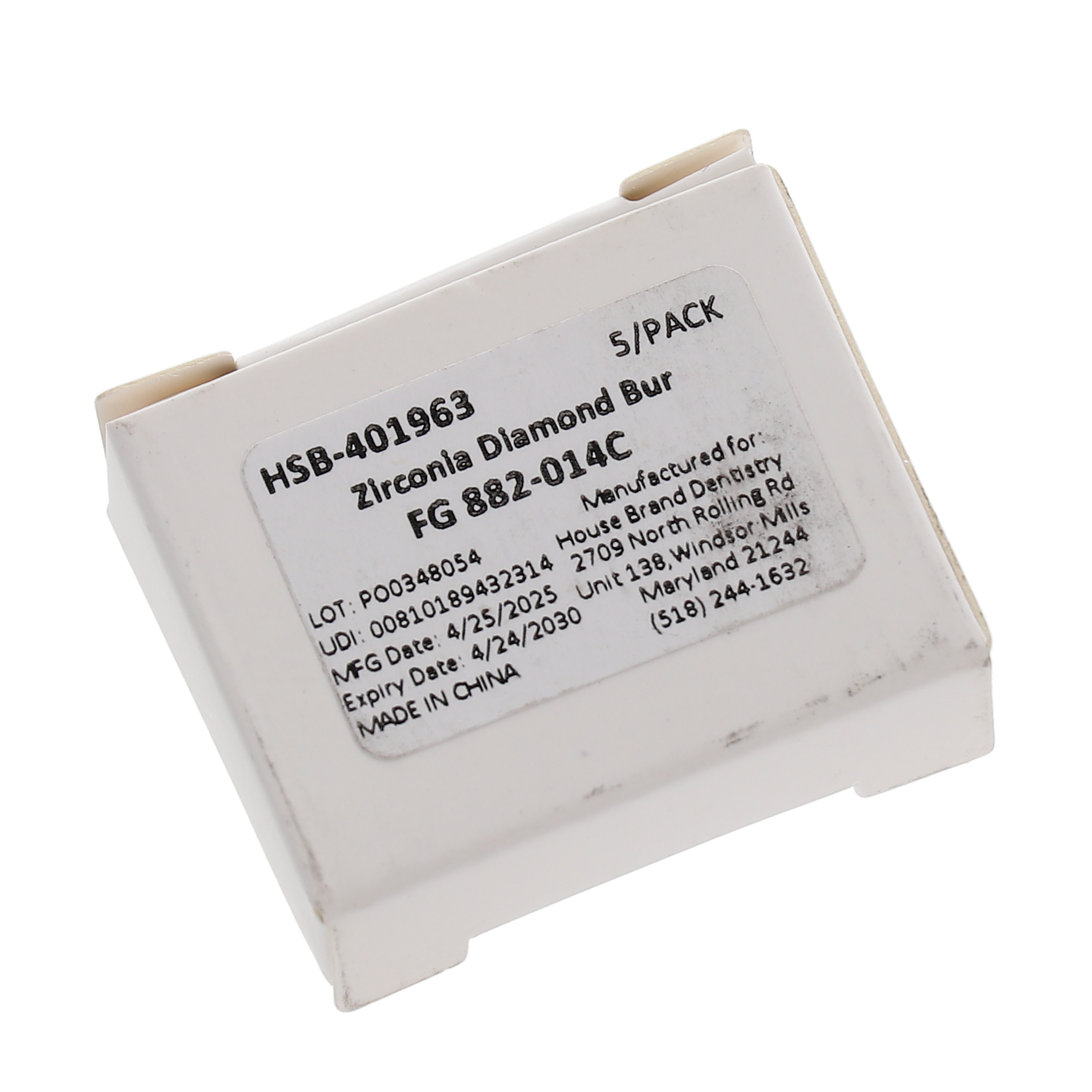 House Brand Dentistry 401963 HSB FG 882-014C Precision Zirconia Coarse Grit Diamond Burs 5/Pk