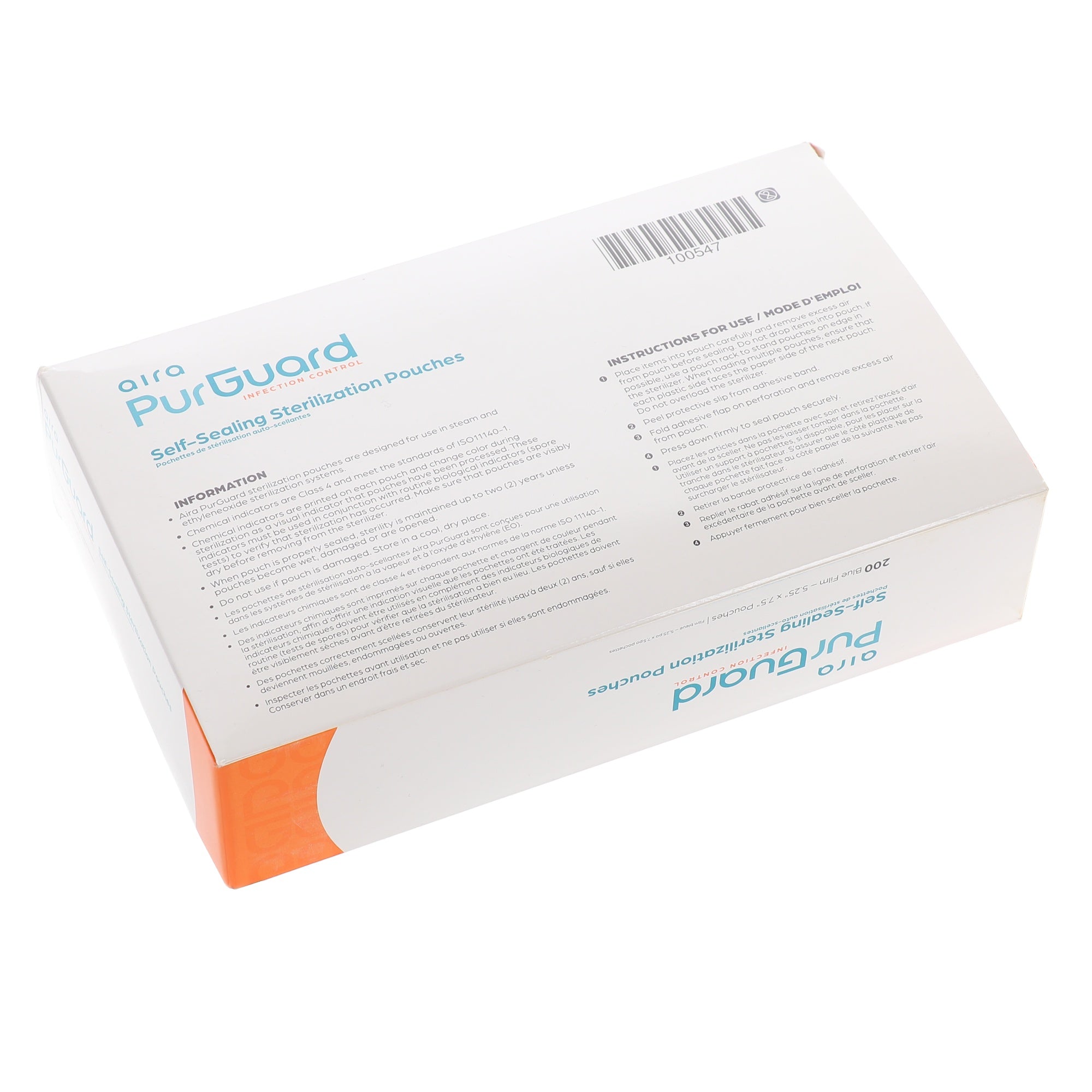 Aira 100547 PurGuard Self-Sealing Sterilization Pouches Paper Blue Film 5.25