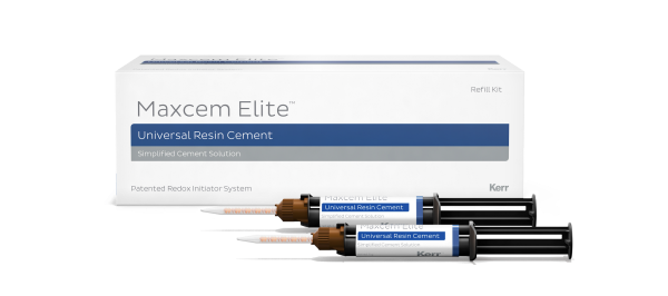 Kerr Dental 33872 Maxcem Elite Self Etch Adhesive Resin Cement Syringe 2/Pk Clear 5 Gm EXP Mar 2026