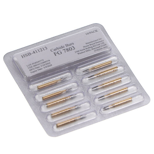 House Brand Dentistry 411213 HSB FG #7803 Bullet Trimming & Finishing Carbide Burs 10/Pk