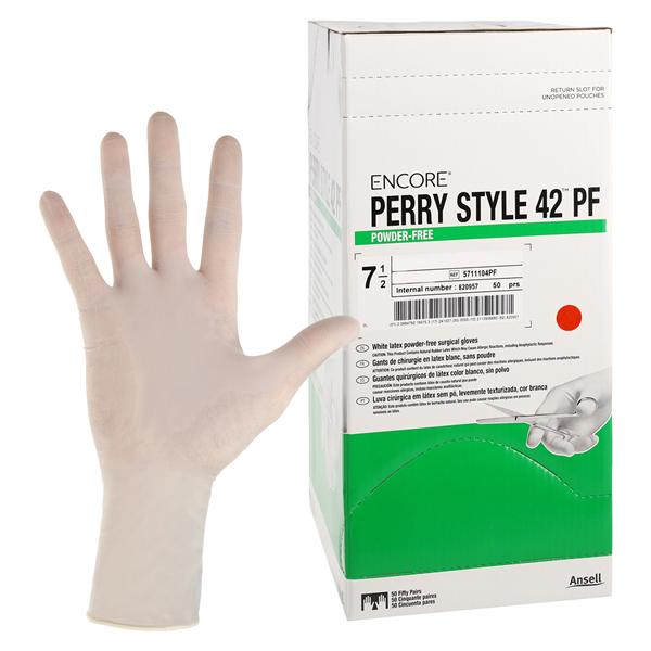 Ansell Perry 5711104PF Encore Style 42 Latex Surgical Gloves Size #7.5 50/Bx