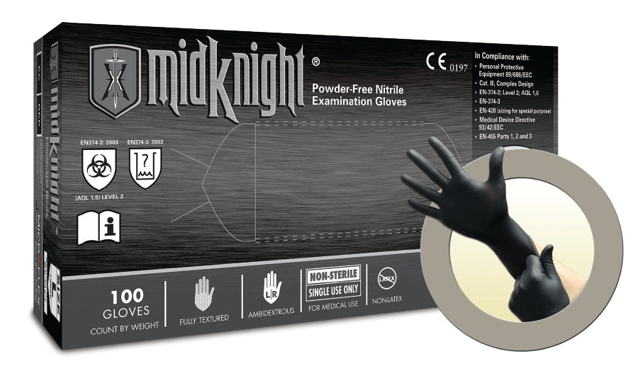 Microflex MK-296-S MidKnight Nitrile Exam Gloves Small Powder Free 100/Bx