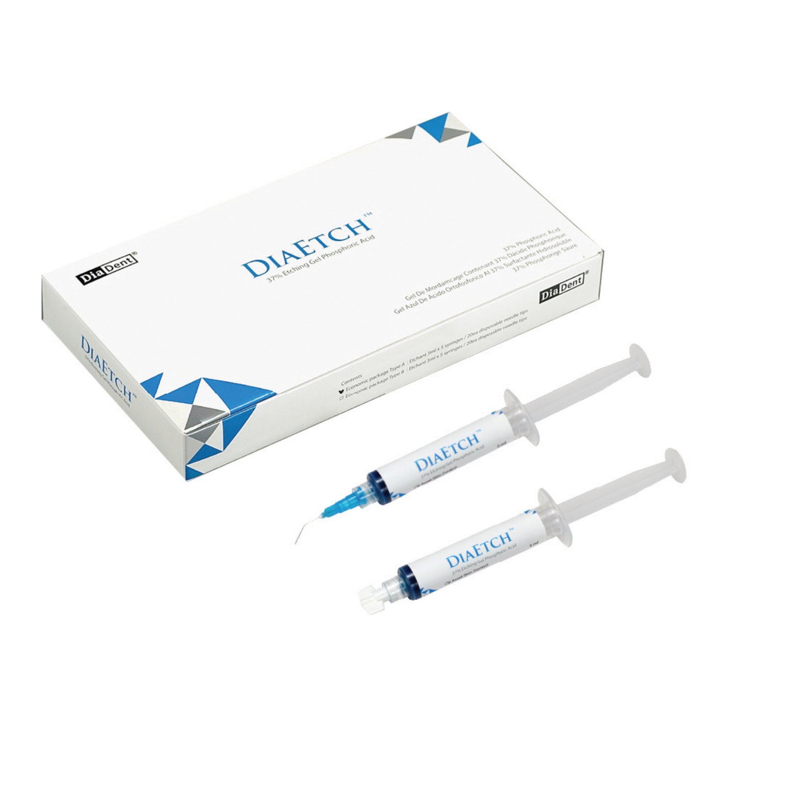 DiaDent A2001-3103 DiaEtch 37% Phosphoric Acid Dental Etchant Regular Syringe Pack 2/Pk mL