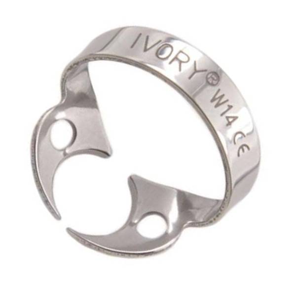 Hu-Friedy RDCMW14 Wingless Rubber Dam Clamp Satin Finish #W14 Downward Slope