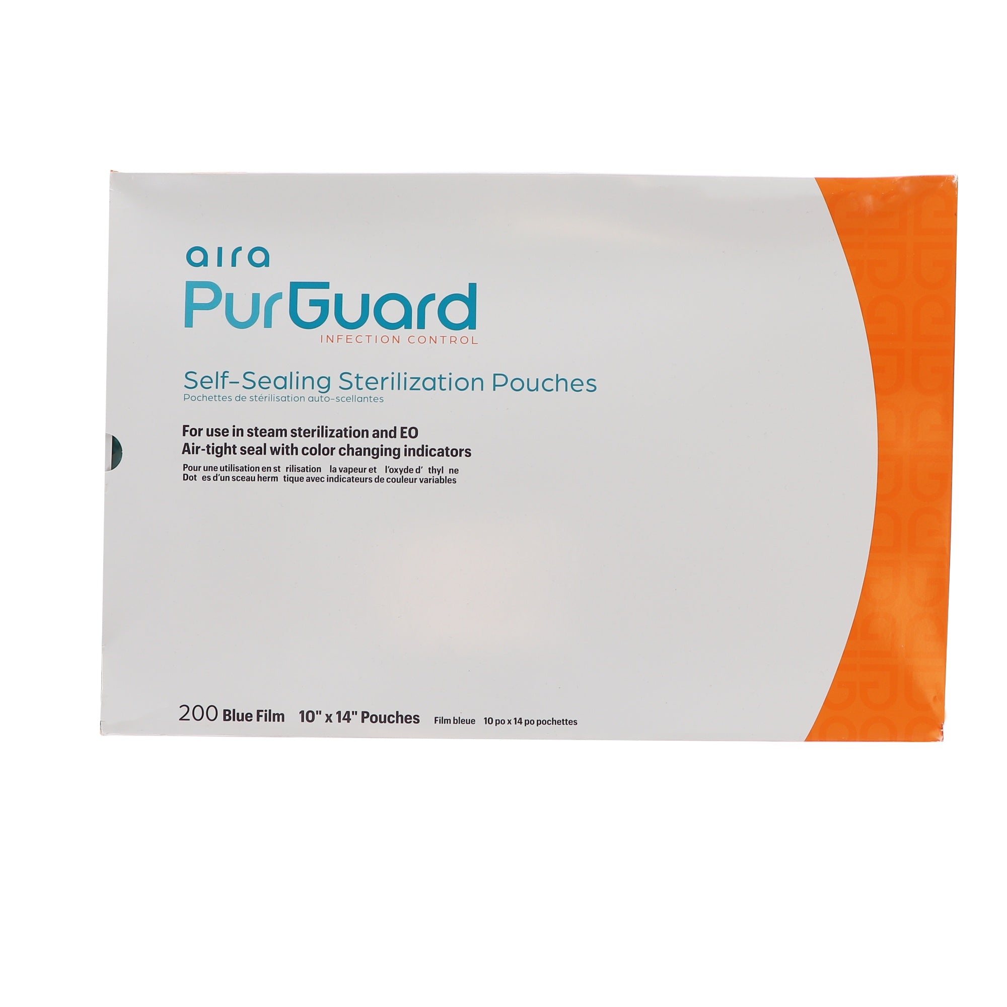 Aira 100533 PurGuard Sterilization Pouches Paper Blue Film 10 X 14 200/Pk