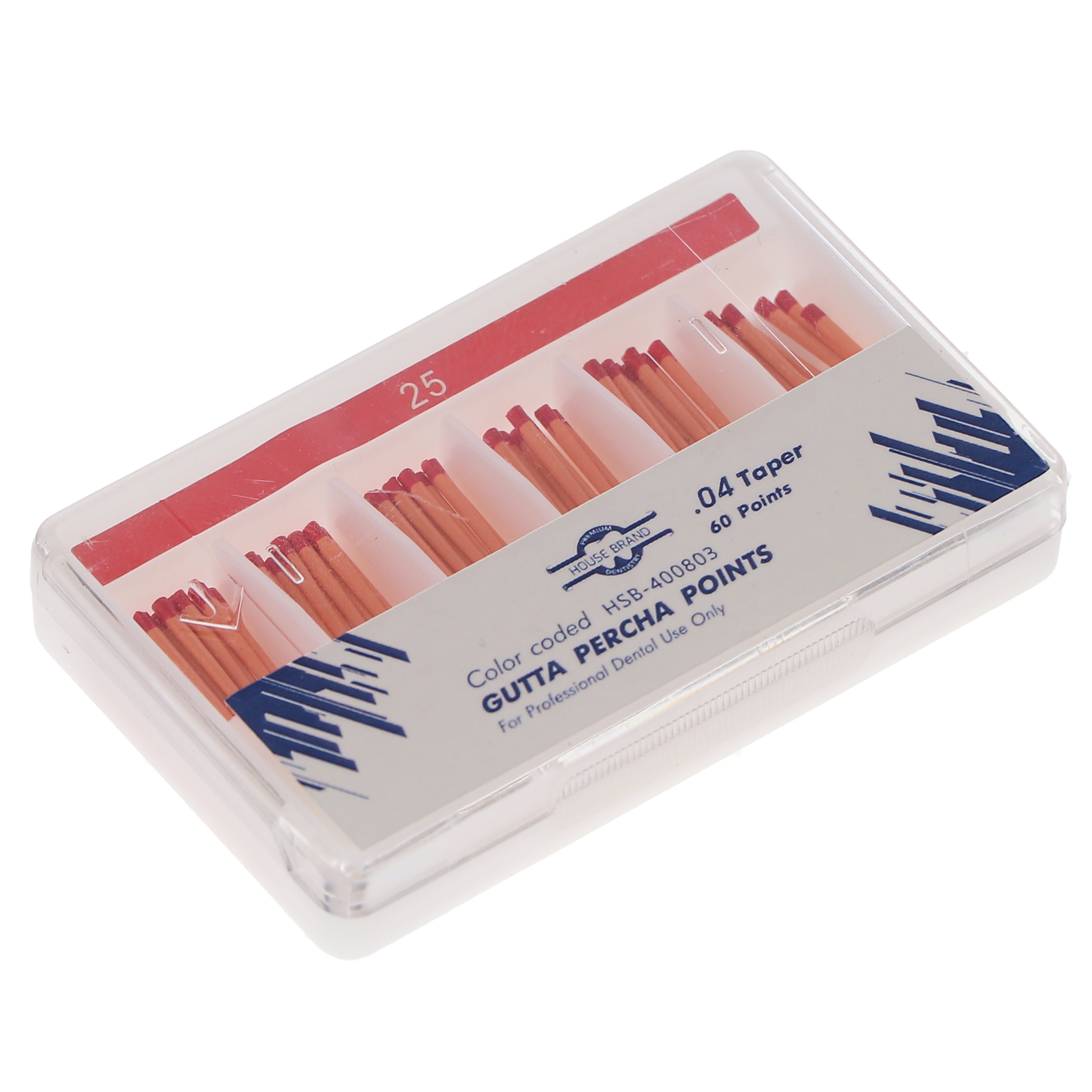 House Brand Dentistry 400803 HSB Gutta Percha Points .04 Tapered #25 60/Pk