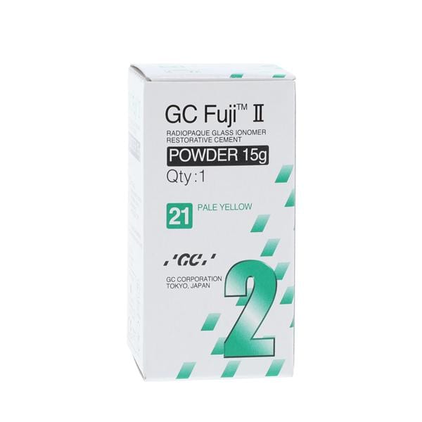 GC 000095 Fuji II Glass Ionomer Cement Powder #21 Pale Yellow 15gm EXP une 2027