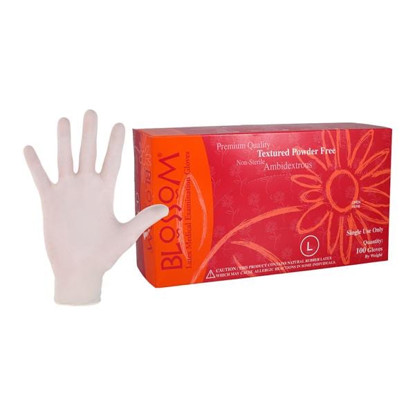 Blossom Disposables BM-6228-LTX-PF Latex Gloves Large Powder Free 100/Bx