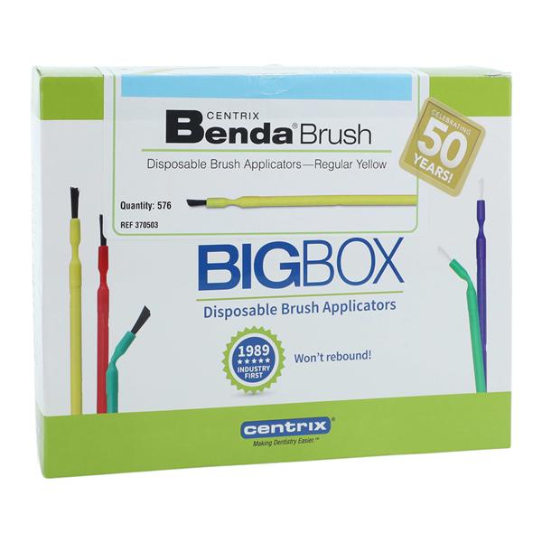 Centrix 370503 Benda Brush Applicators Big Box Regular Yellow 576/Bx