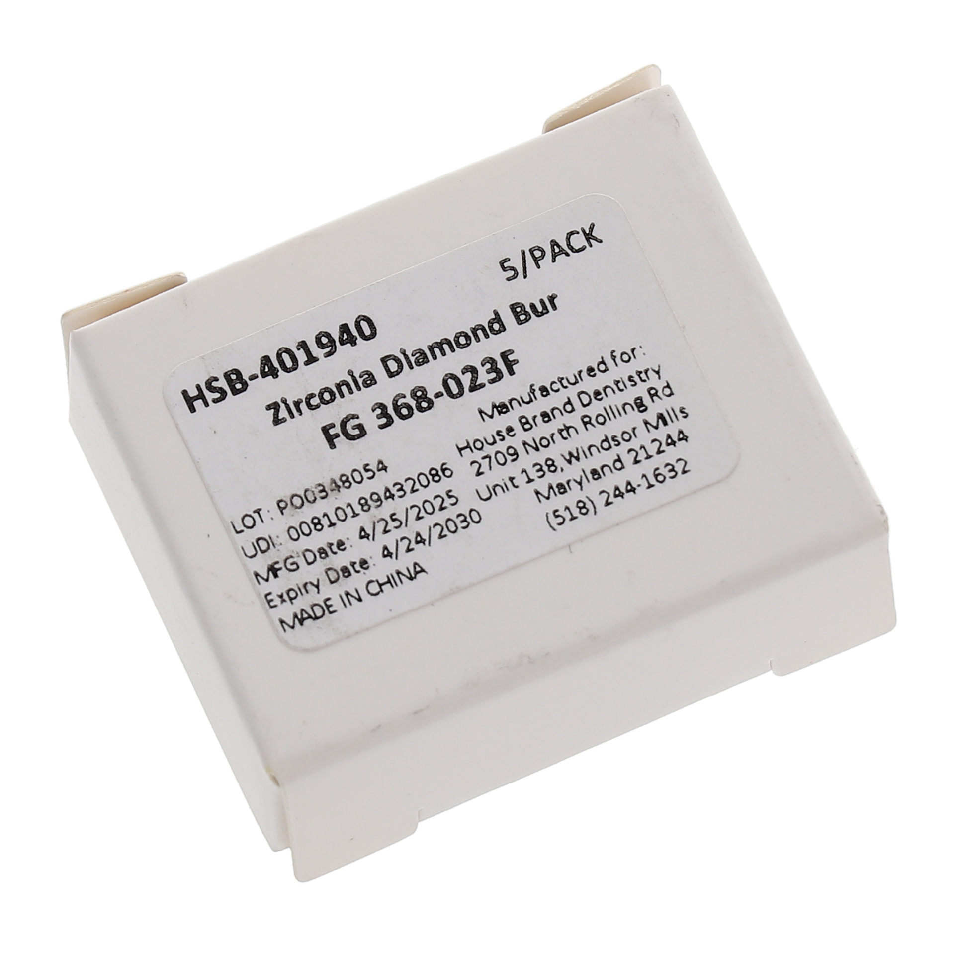 House Brand Dentistry 401940 HSB FG 368-023F Precision Zirconia Football Fine Grit Diamond Burs 5/Pk
