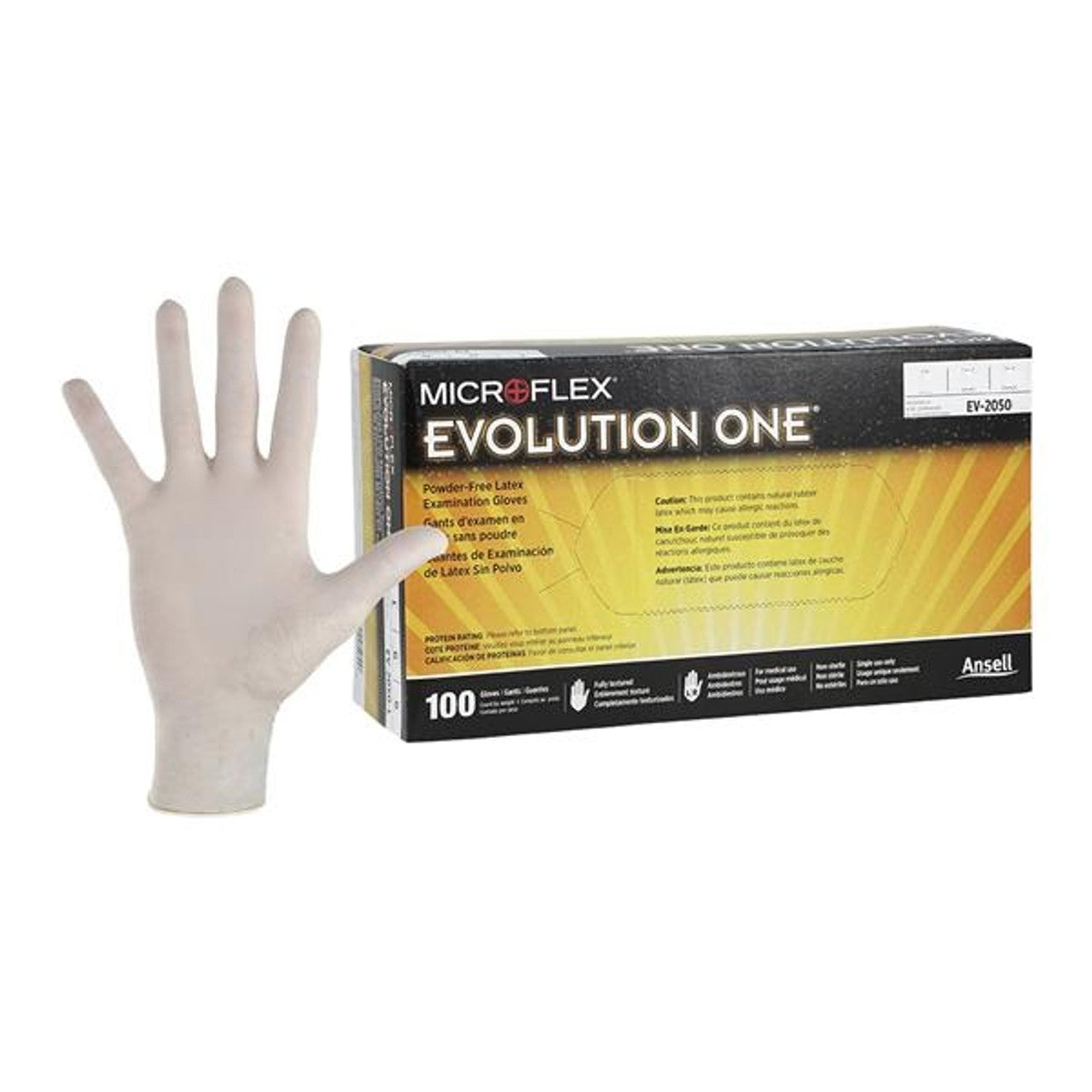 Microflex EV-2050-M Evolution One Latex Gloves Medium 100/Bx