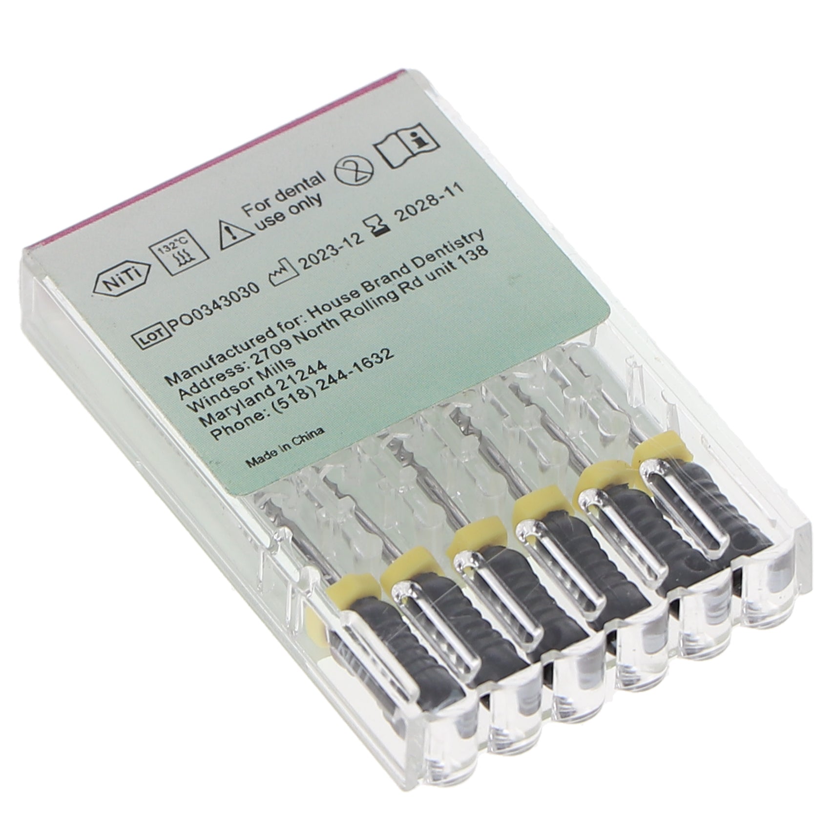 House Brand Dentistry 400331 HSB Endodontic K-Files NiTi 25mm #80 6/Pk