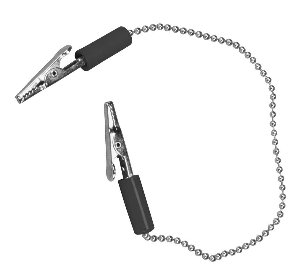 Palmero 310-BLACK Chain Napkin Bib Holder White Chrome Plated Alligator Tips 15