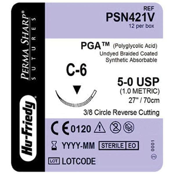 Hu-Friedy PSN421V Perma Sharp Chromic Gut Sutures Undyed C-6 5-0 27