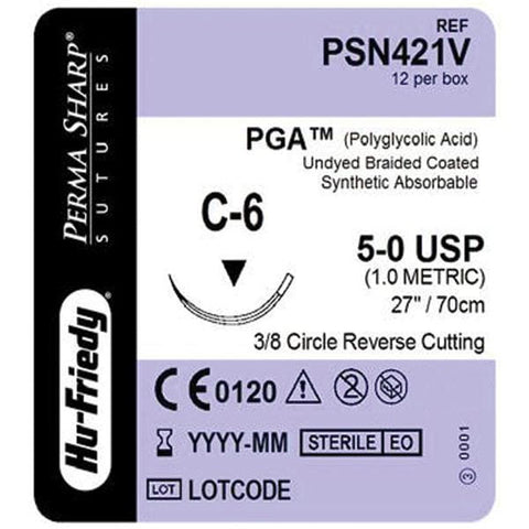 Hu-Friedy PSN421V Perma Sharp Chromic Gut Sutures Undyed C-6 5-0 27" 12/Pk