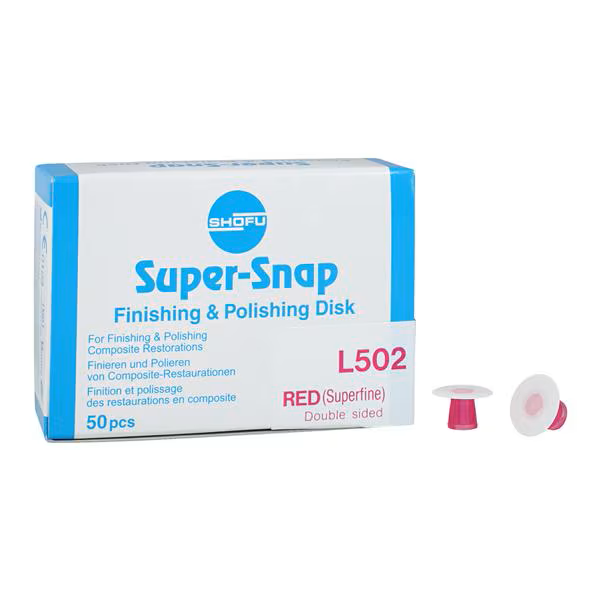 Shofu Dental L502 Super-Snap Disks Super Polishing Discs Red Double Sided 50/Bx