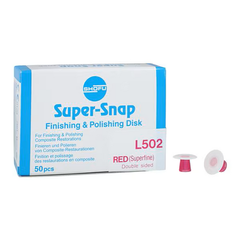 Shofu Dental L502 Super-Snap Disks Super Polishing Discs Red Double Sided 50/Bx