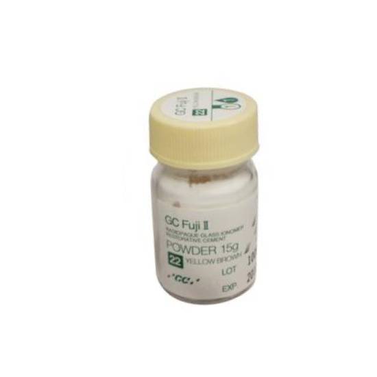 GC 000096 Fuji II Glass Ionomer Restorative Powder #22 Yellow Brown 15gm