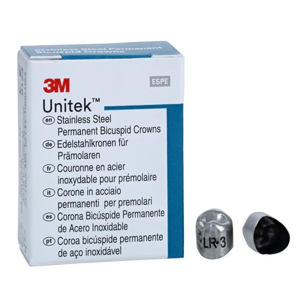 3M Solventum 900543 Unitek Crowns Stainless Steel 1st Permanent Bicuspid #3 Lower Right 5/Bx