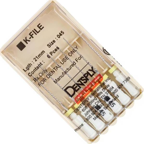 Dentsply Sirona 671108 Endodontic K-Files Stainless Steel #45 21mm 6/Pk