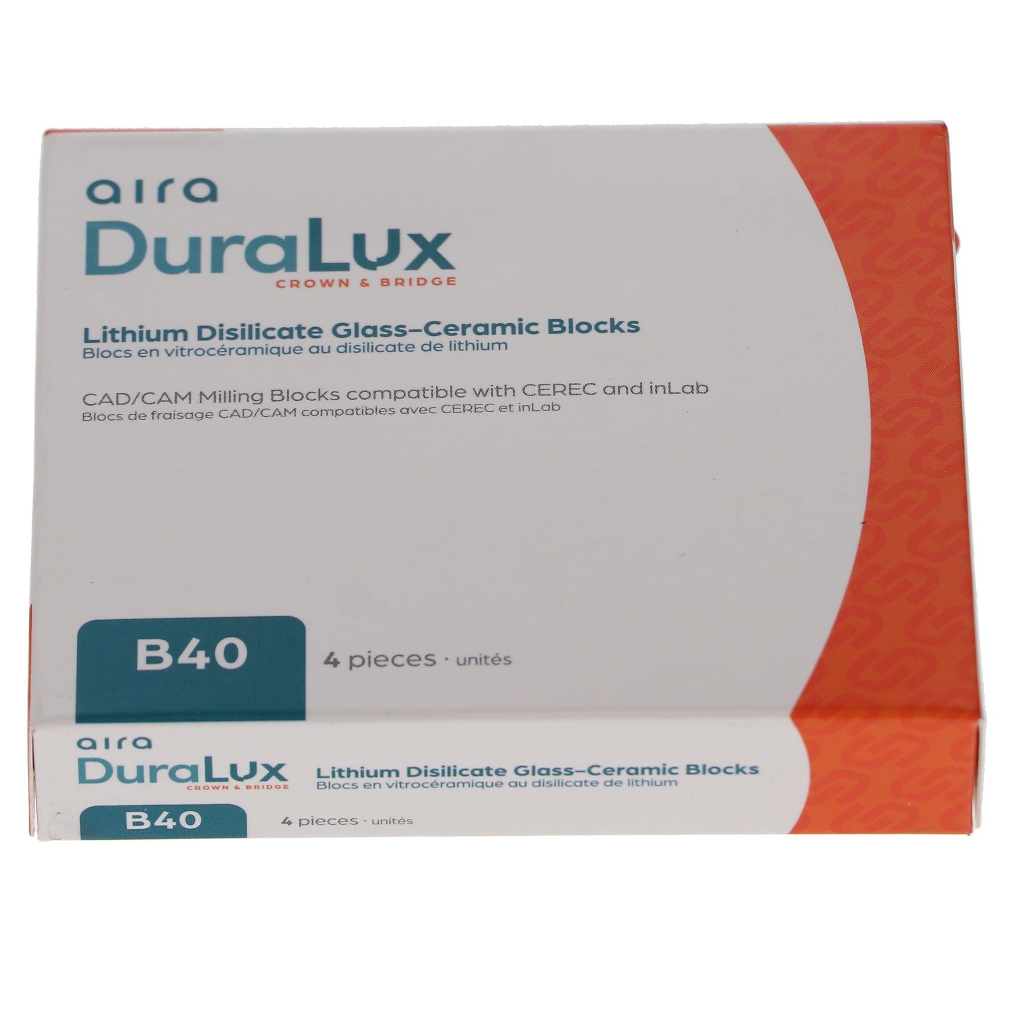 Aira 600147 DuraLux IPS e.max Type Blocks CAD inLab HT A2 B40 4/Pk