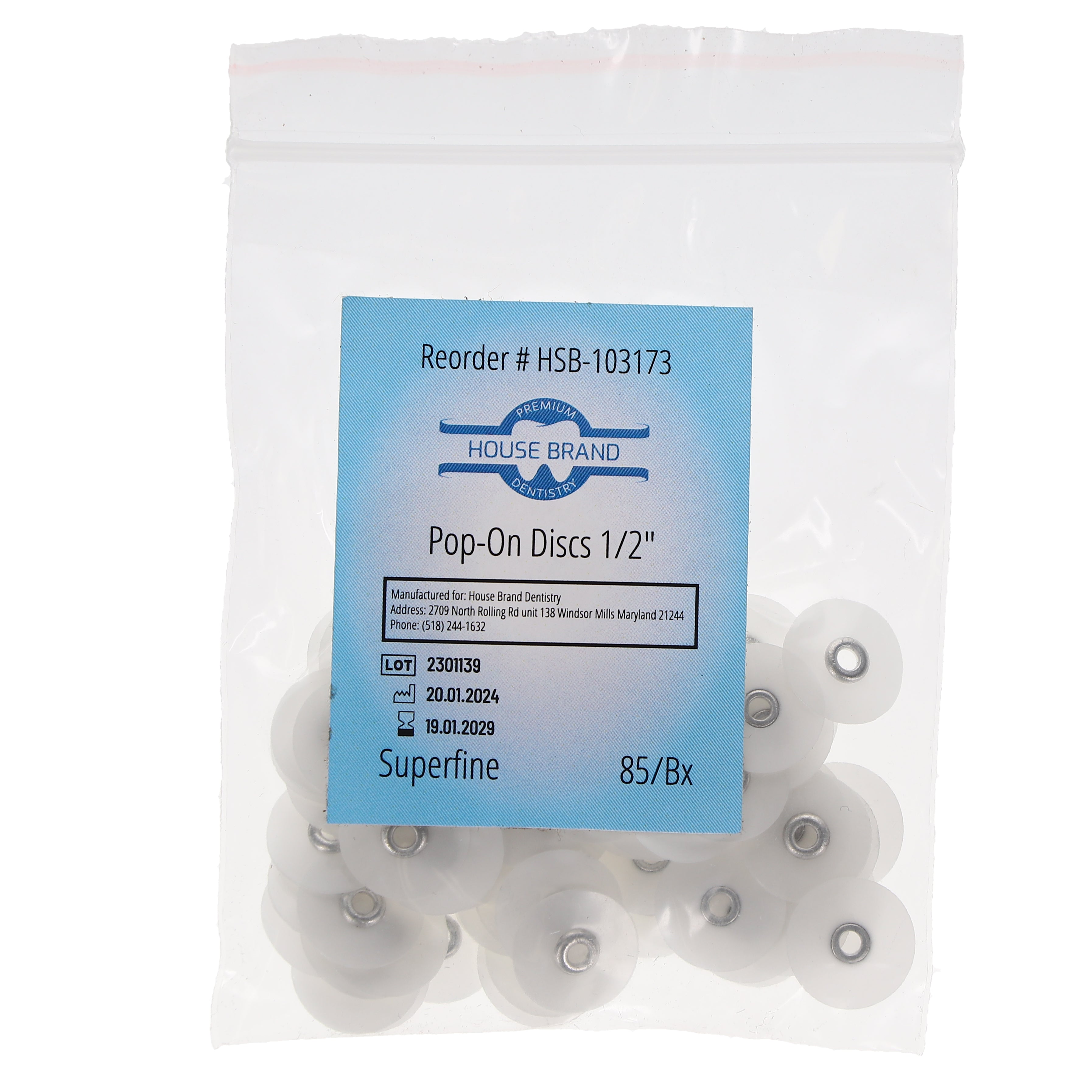 House Brand Dentistry 103173 HSB Pop-On Finishing & Polishing Discs 1/2