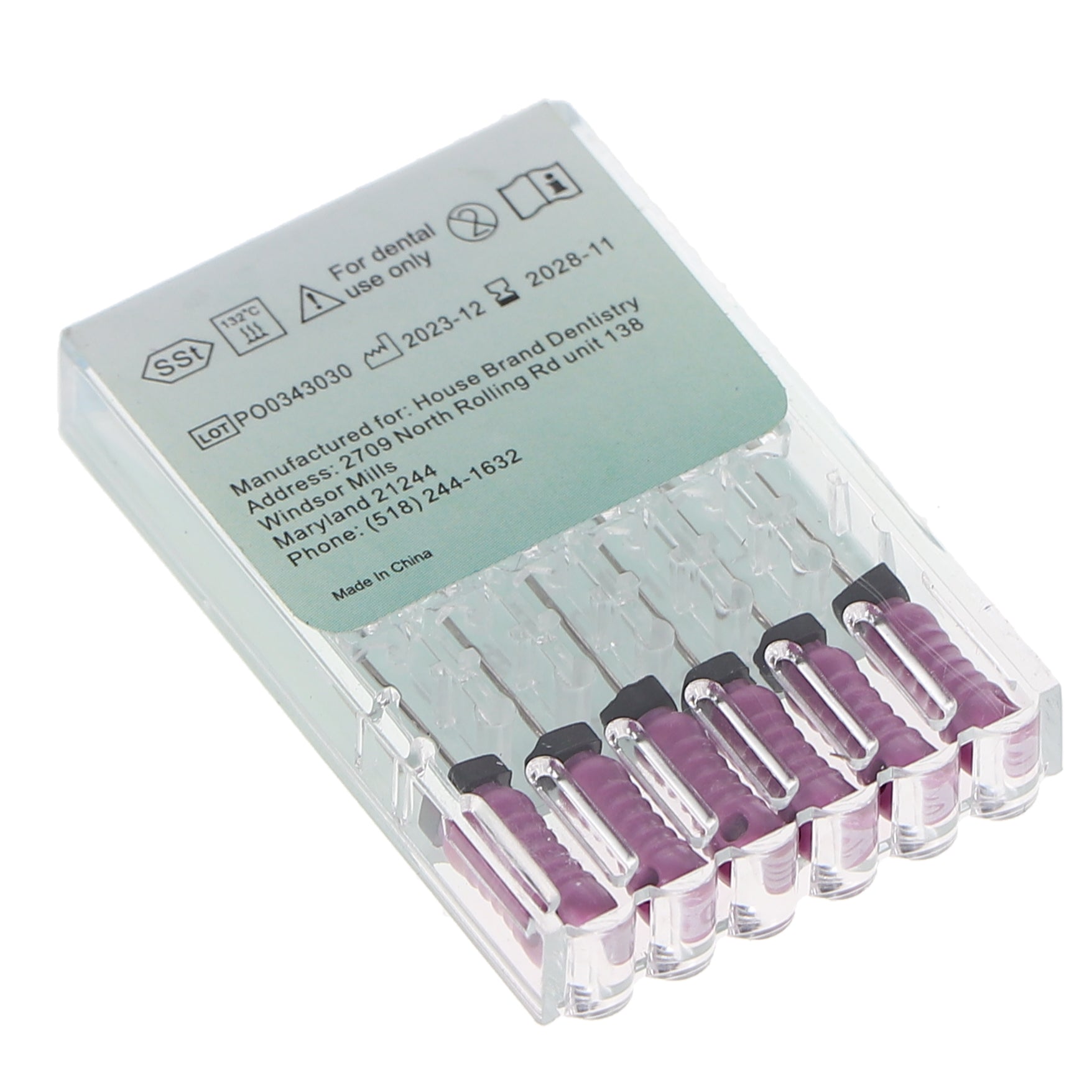 House Brand Dentistry 400136 HSB Endodontic K-Files 31mm #10 Purple Stainless Steel 6/Pk