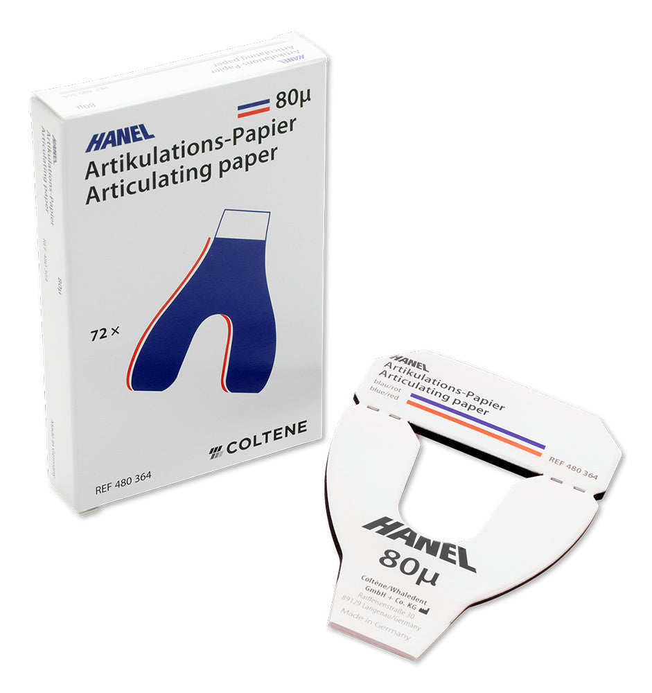 Coltene Whaledent 480364 Hanel Horseshoe Articulating Paper Blue/Red 80 Micron 72/Pk