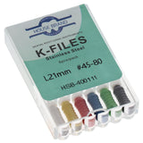 House Brand Dentistry 400111 HSB Endodontic K-Files 21mm #45-80 Assorted Stainless Steel 6/Pk