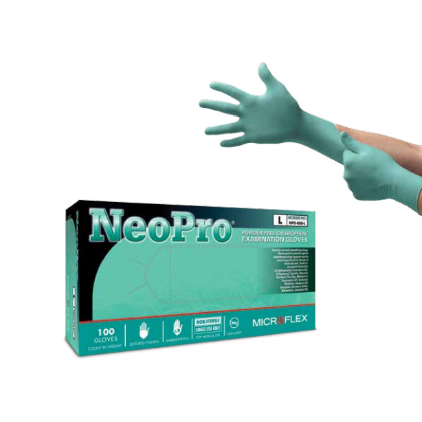 Microflex NPG-888-L NeoPro Chloroprene Gloves Green PF Large 100/Bx