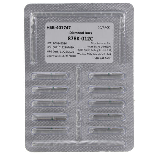 House Brand Dentistry 401747 HSB FG 878K-012C Curettage Coarse Grit Diamond Burs 10/Pk