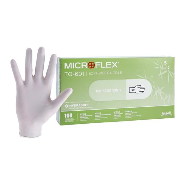 Microflex TQ-601-S Tranquility Nitrile Exam Gloves Small White Powder Free 100/Bx