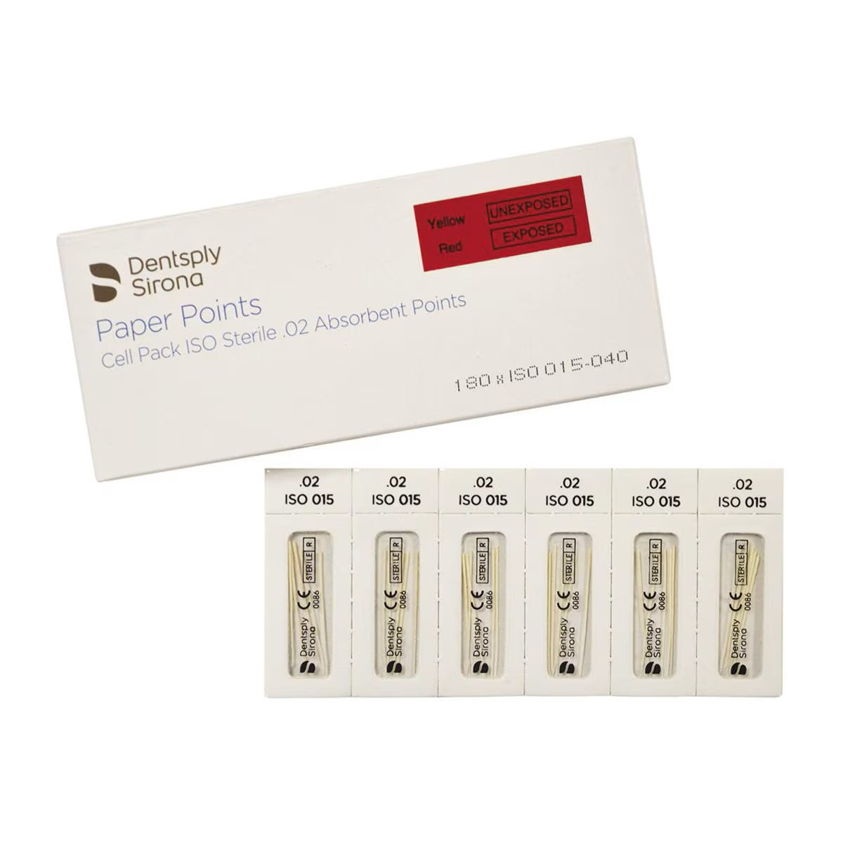 Dentsply A022T00090000 Cell Pack ISO Sterile .02 Absorbent Paper Points 180/PK 670069