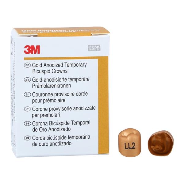 3M Solventum 940632 Unitek Dental Crowns Gold Anodized 2nd Bicuspid #2 Lower Left 5/Bx