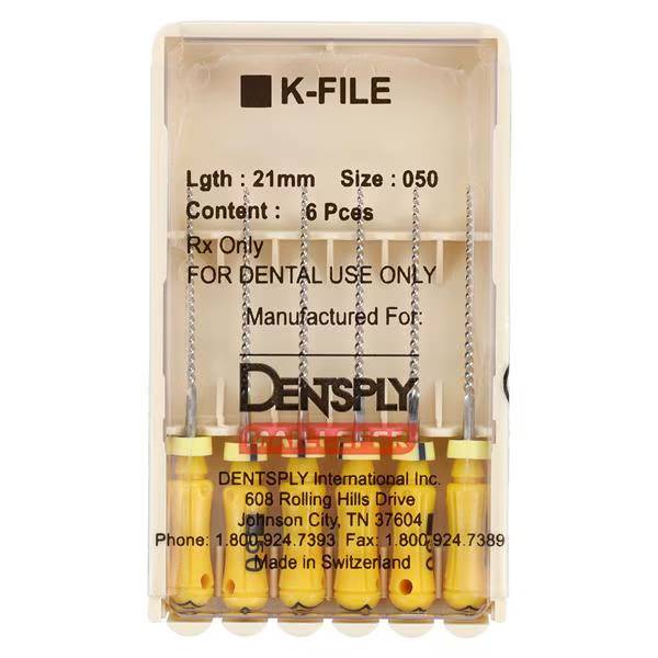 Dentsply Sirona 671109 Endodontic K-Files Stainless Steel #50 21mm 6/Pk